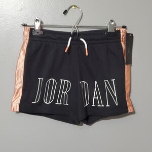 NWT Jordan Girls Black Shorts with Pink Sides Size 10/12